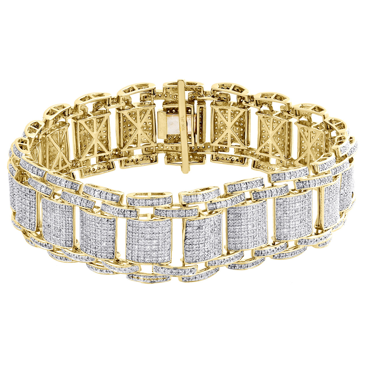 Men's Diamond Tennis Bracelet 2 ct tw Round-cut 10K Yellow Gold 8.5