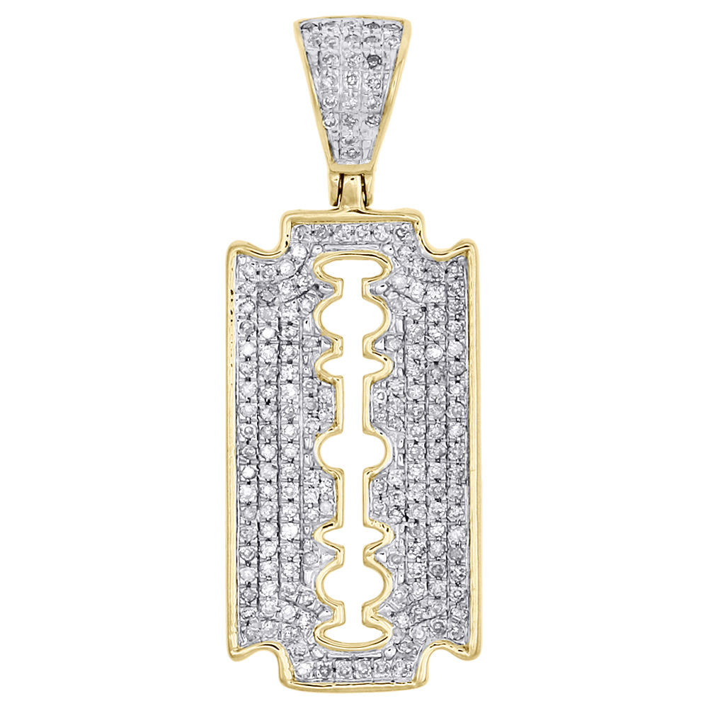 14k gold razor blade pendant