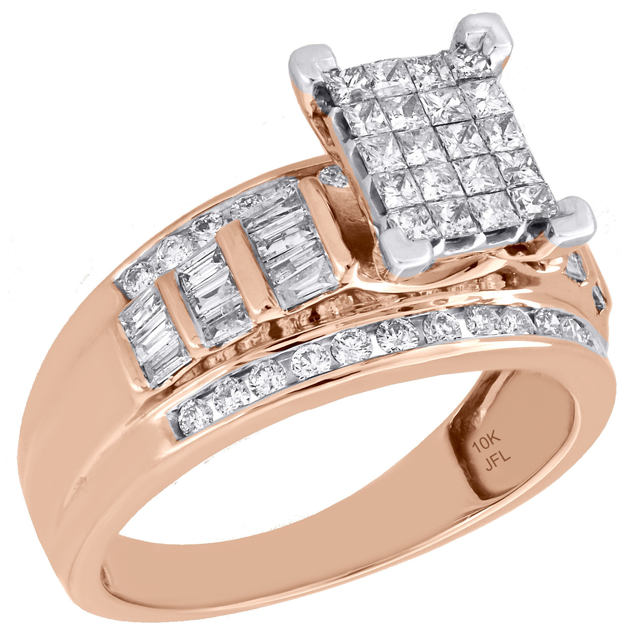 Bague de fian ailles rectangle en or rose 10k avec diamant taille