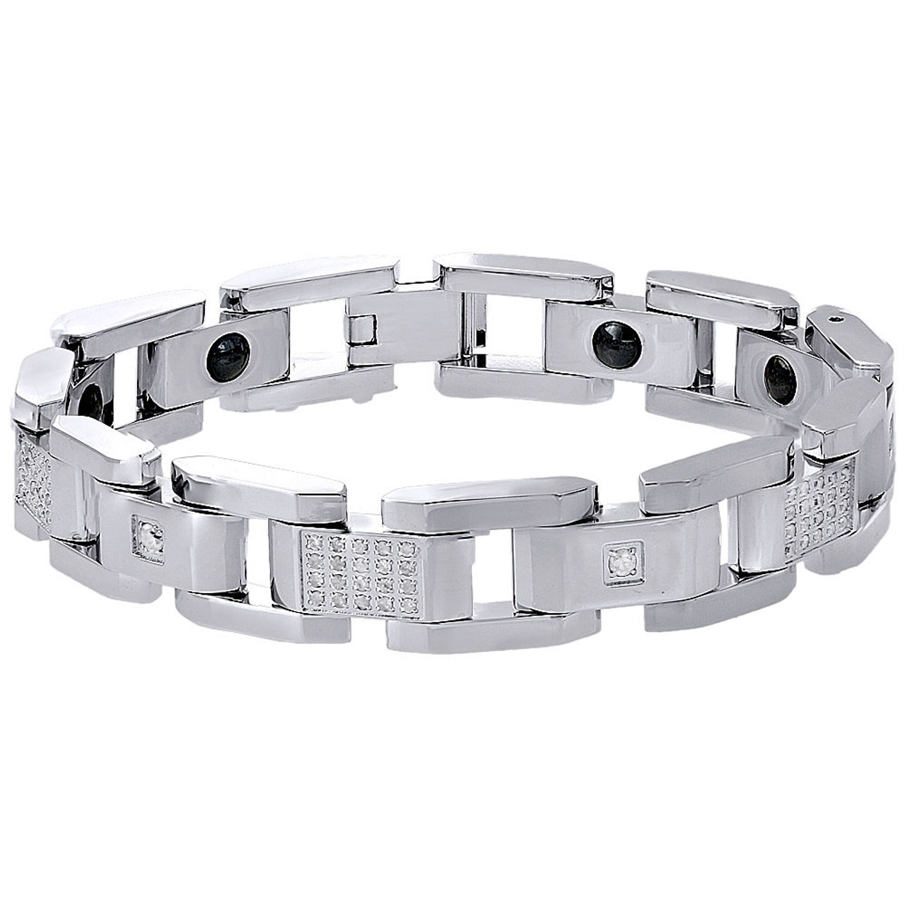 Mens stainless steel diamond on sale bracelet