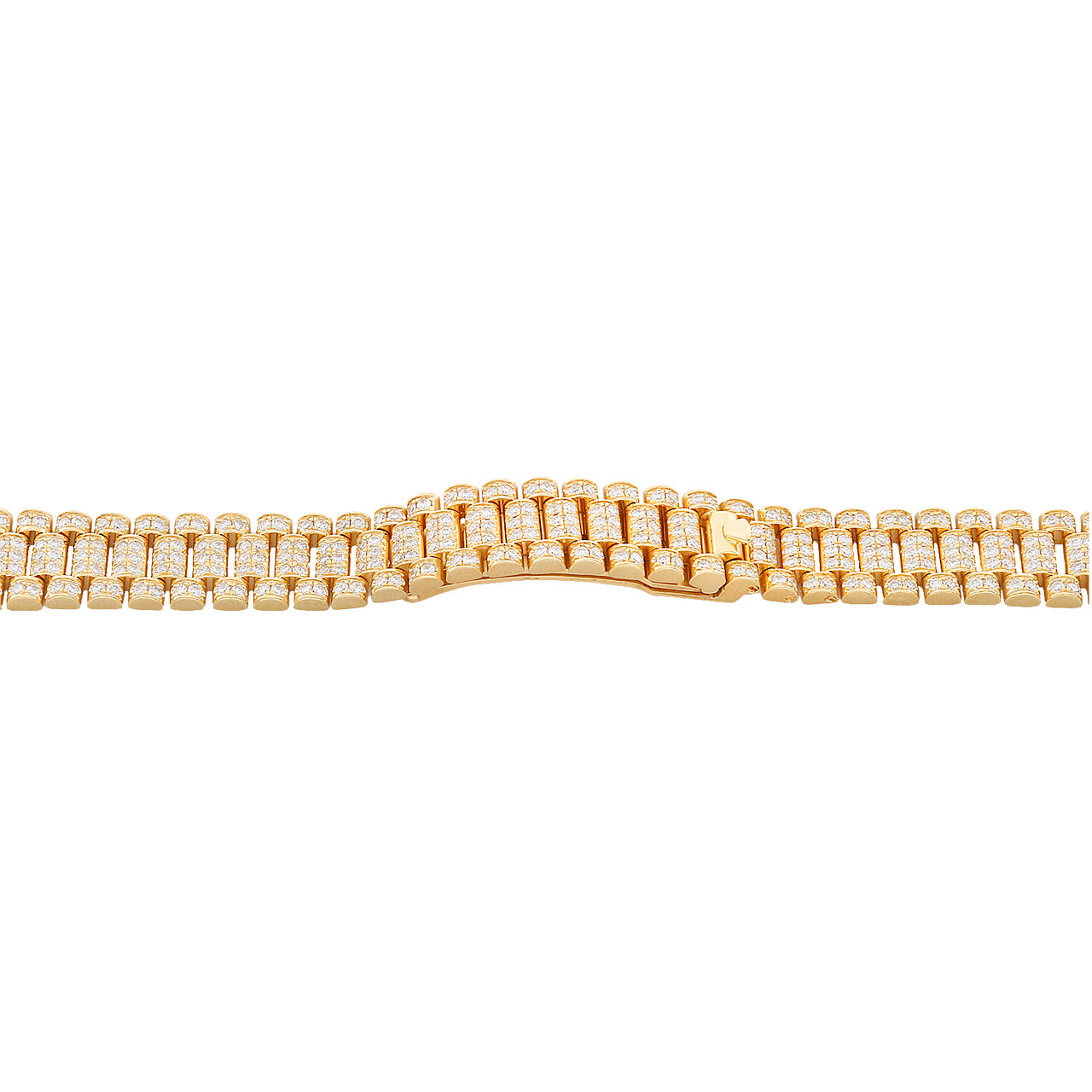 Ladies 18K Yellow Gold President Diamond Watch Band for Rolex DateJust