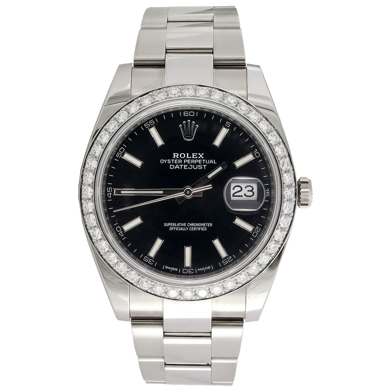 Herre Rolex DateJust 41 Diamond Watch Ref. # Sort Stick Dial 2,20 - JFL diamanter og ure