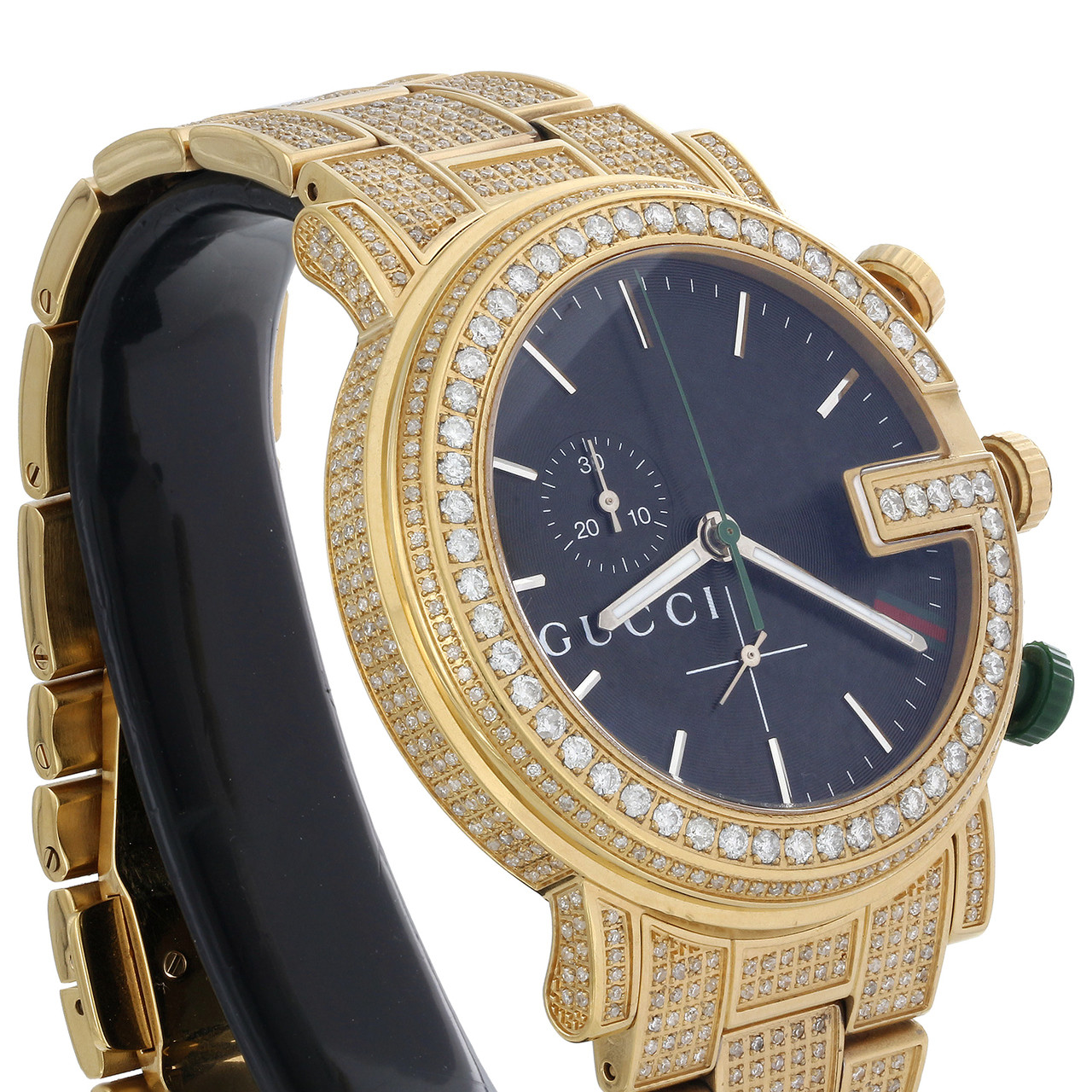 Custom Real Diamond Gucci Watch Ya101331 Mens 101G Yellow