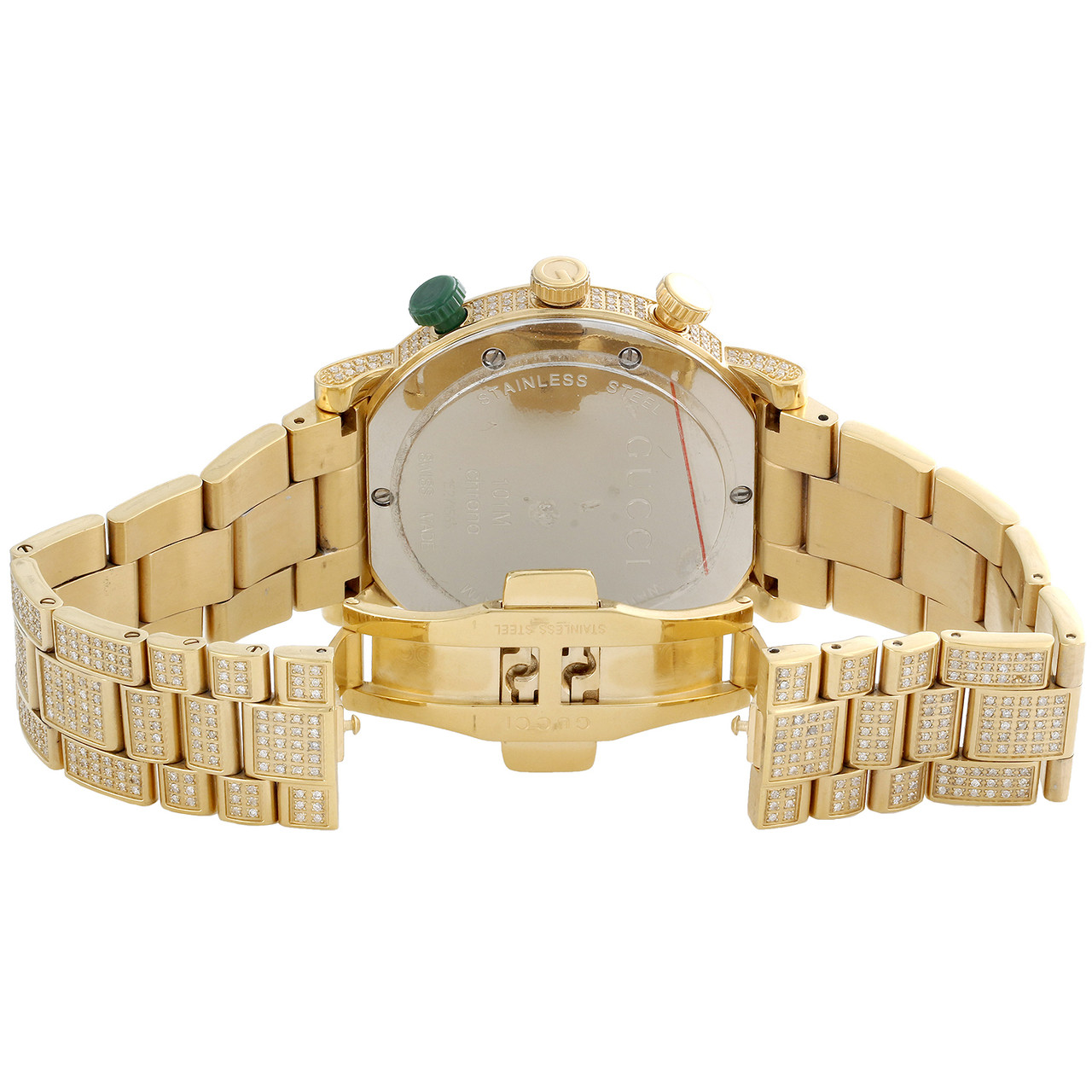 GUCCI ゴールド 腕時計 Custom Real Diamond Gucci Watch Ya101331 Mens 101G Yellow Steel