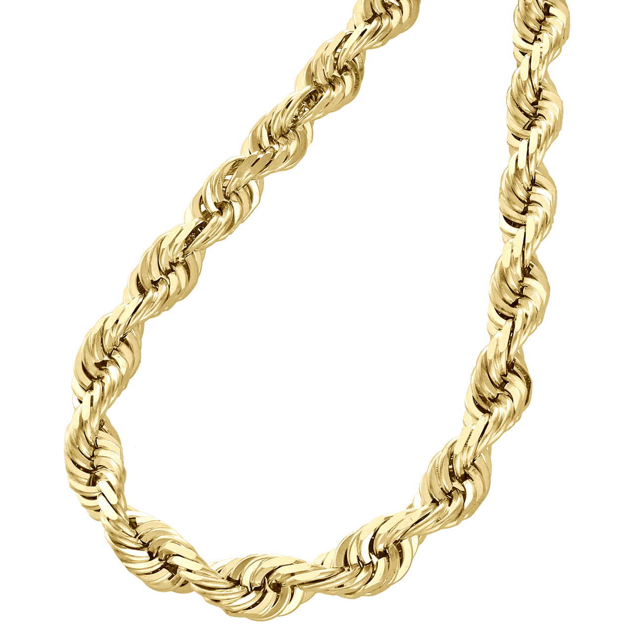 10K Yellow Gold 1.5mm-10mm Diamond Cut Rope Chain Necklace 14"-  30" Hollow