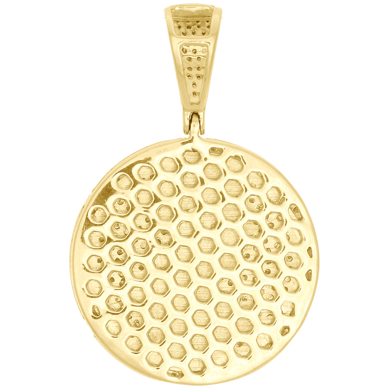 10K Yellow Gold Diamond Medallion 3D Money Dollar Sign Pendant