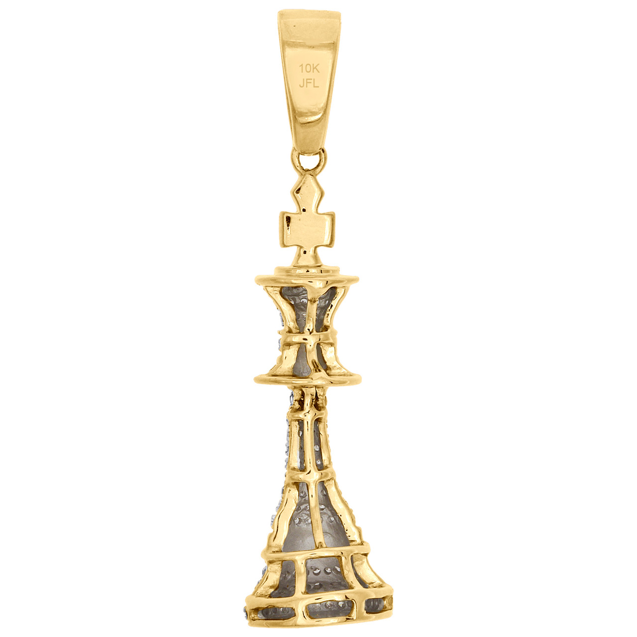 10K Yelow Gold Real Diamond King Chess Piece Pendant 1.65