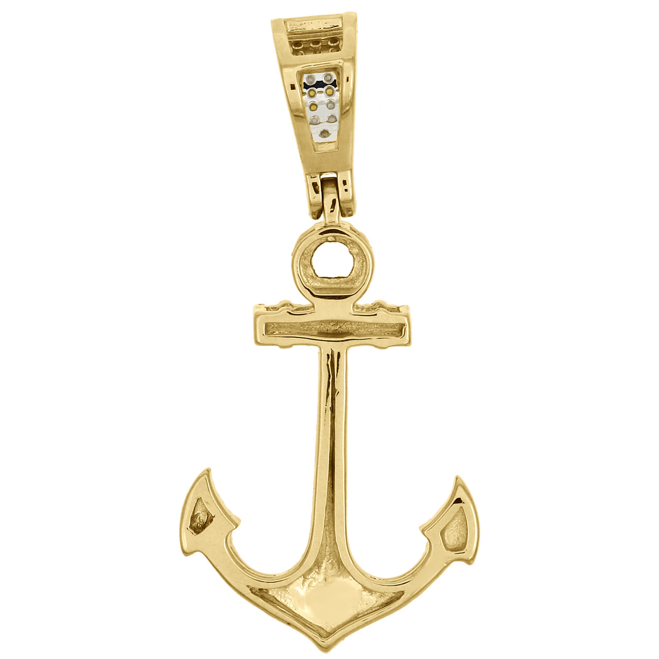 colgante llamativo de ancla de barco con diamantes reales en oro