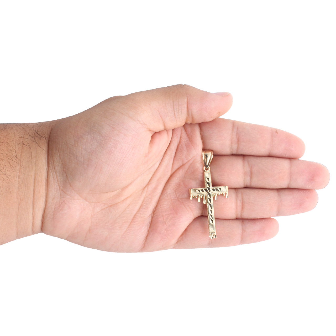 Nugget Cross Charm 10K Yellow Gold