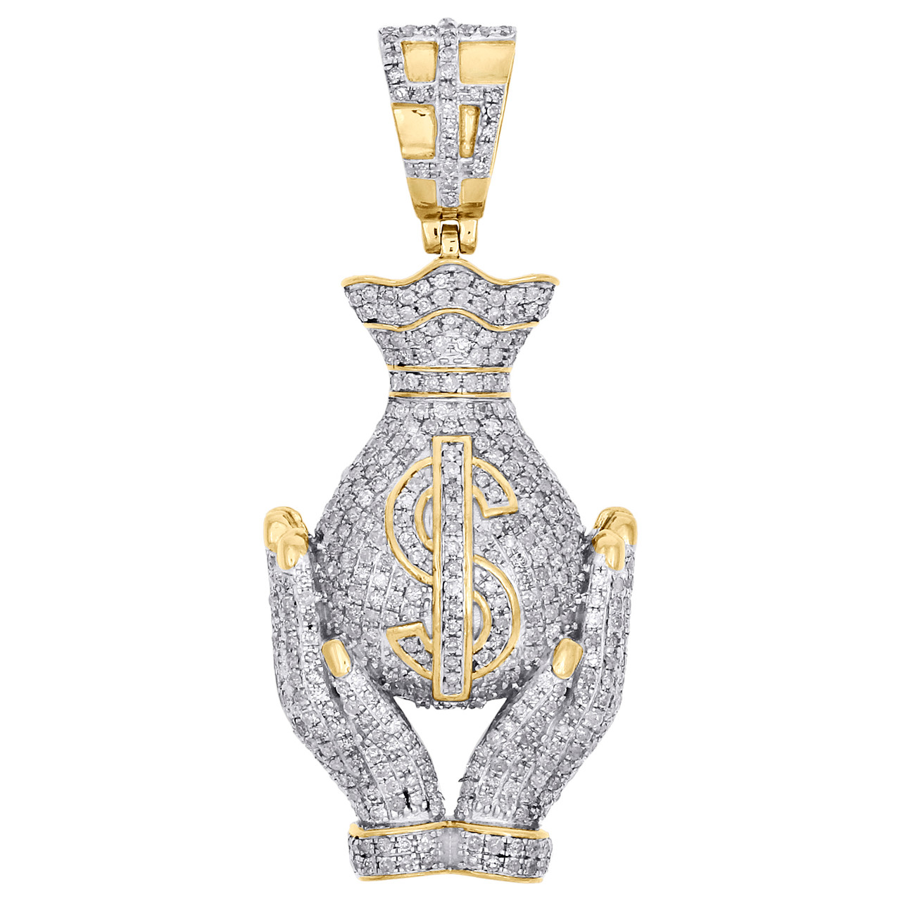 1/3 CT. T.W. Diamond Money Bag Necklace Charm in 10K Gold