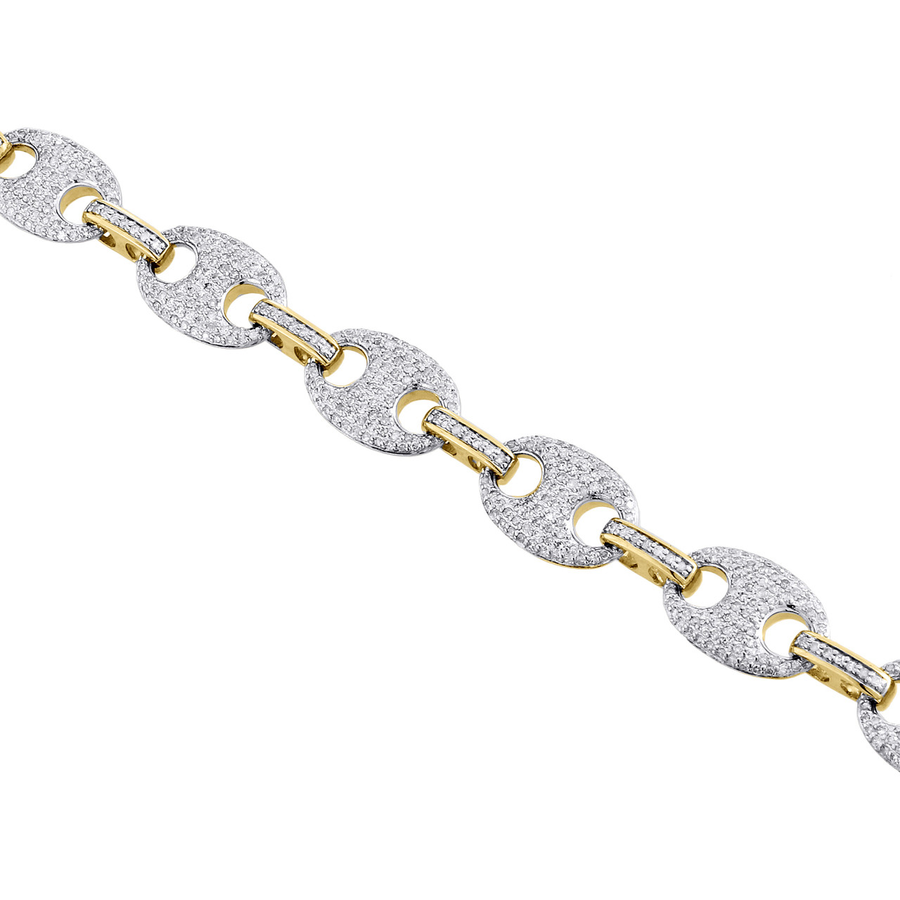10K Yellow Gold Diamond Lock Puff Gucci / Anchor Link Bracelet