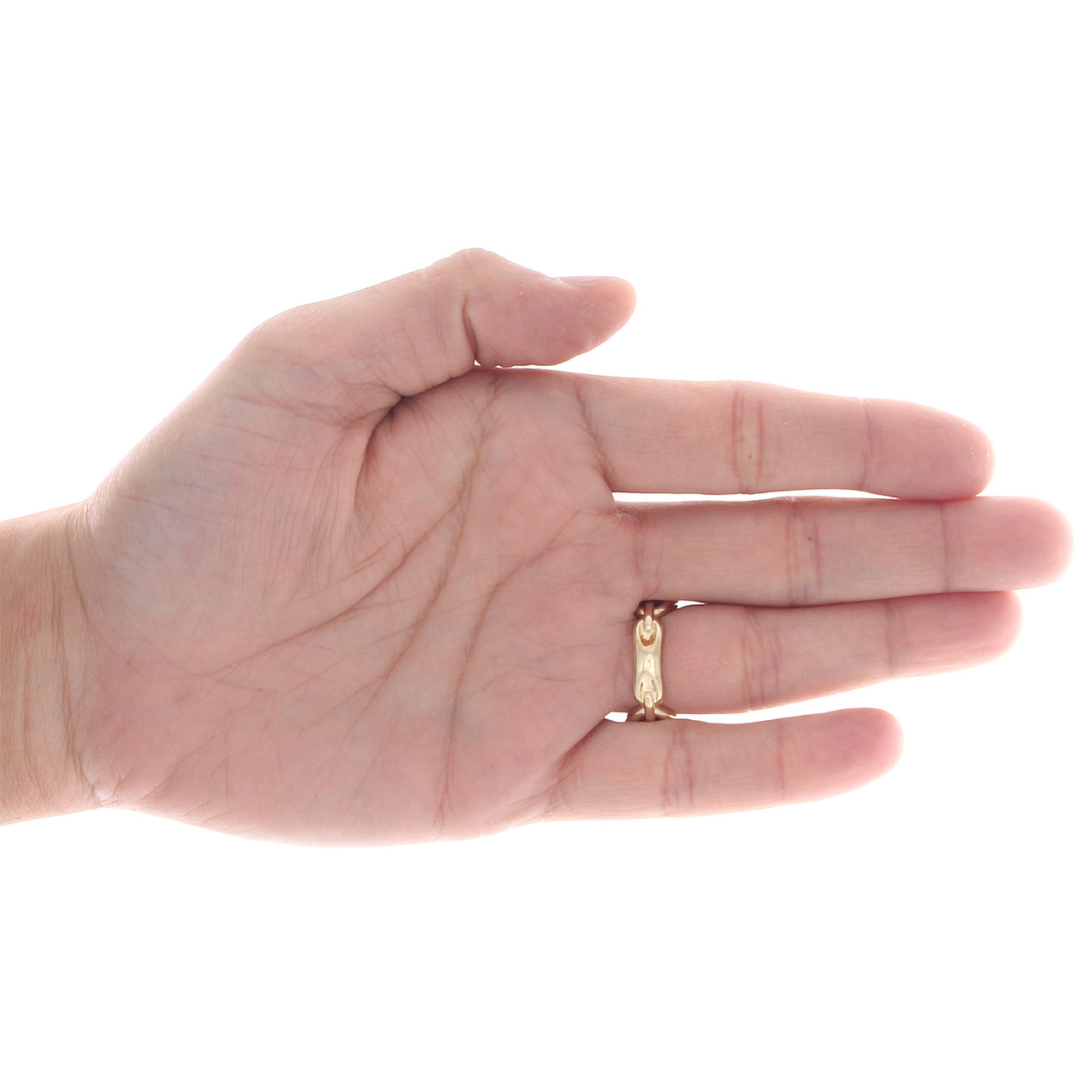 10K Yellow Gold Puff Gucci Link Diamond Pinky Ring 14mm Statement