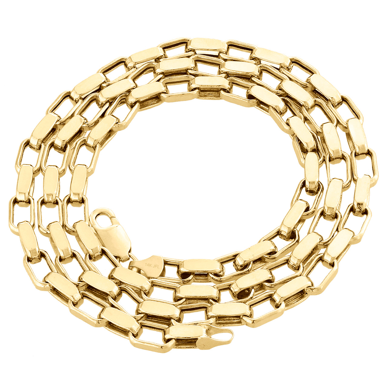 Genuine 14K Yellow Gold Fancy Rectangle Oval Link Chain 5mm
