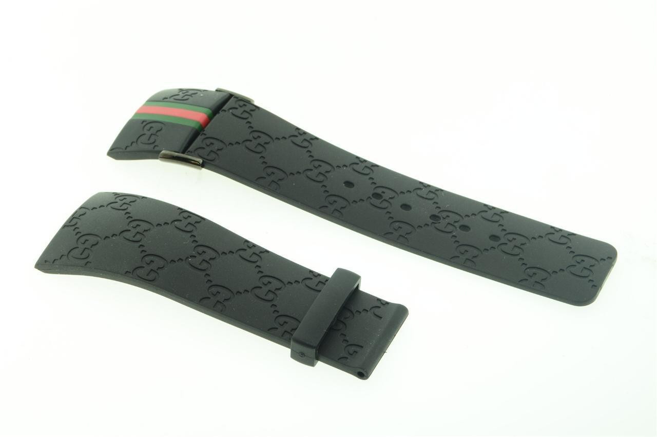 Mens Real Gucci Black Rubber Band with Red & Green Flag Only For Ya114207  Models - JFL Diamonds & Timepieces
