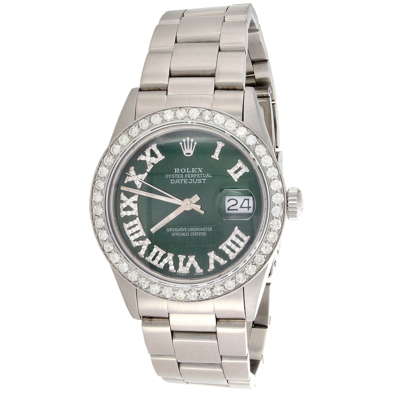 Datejust green clearance roman numerals