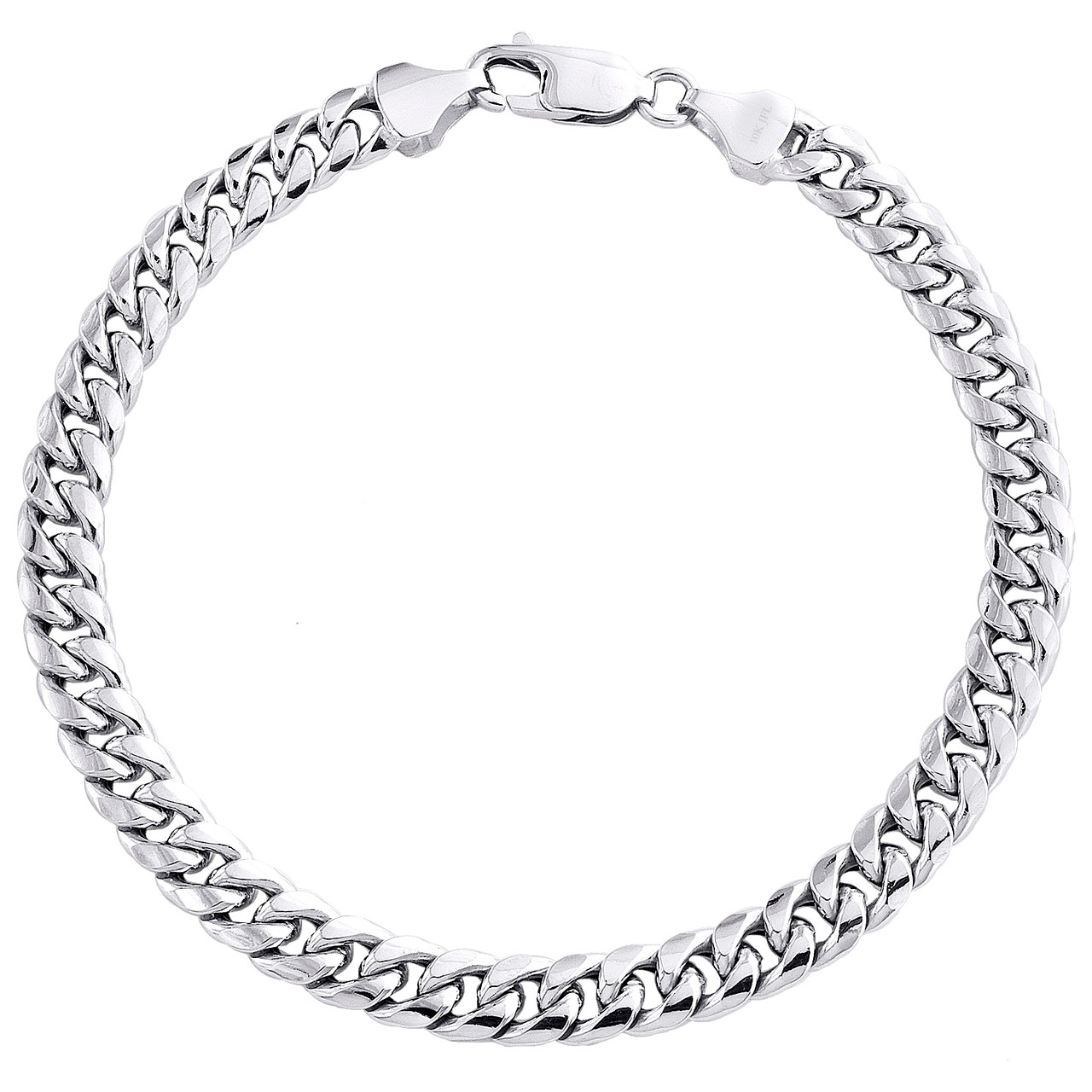 10K White Gold Semi Hollow Italian Miami Cuban Link 6mm Lobster