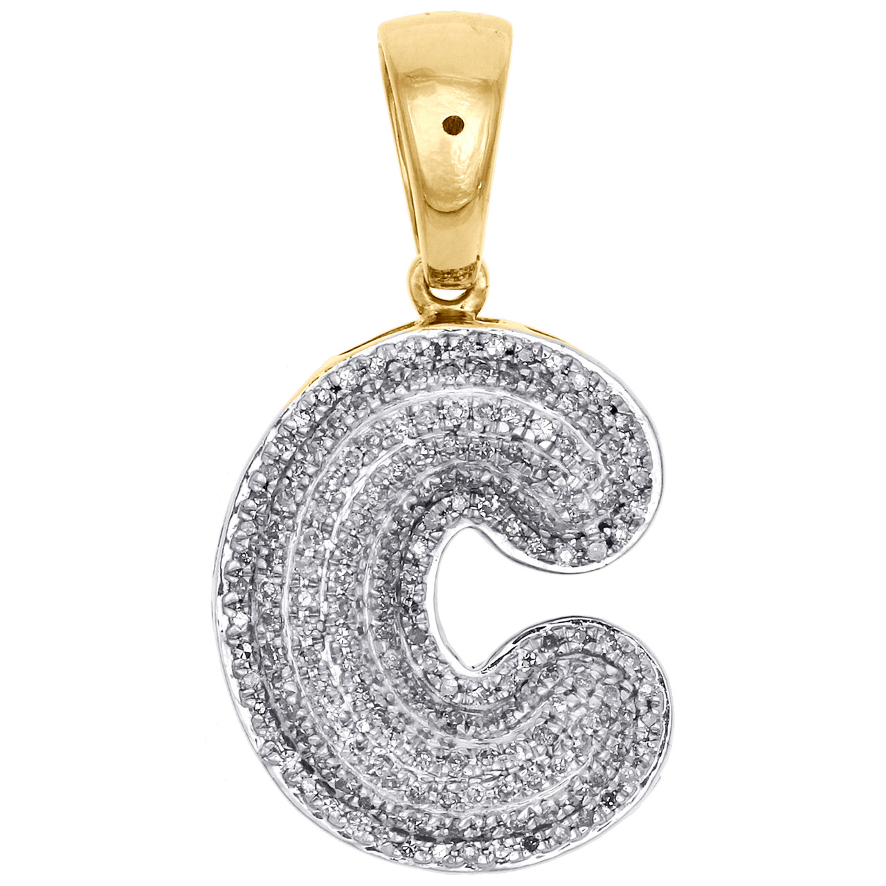 10K Yellow Gold Diamond Initial C Pendant 1.25