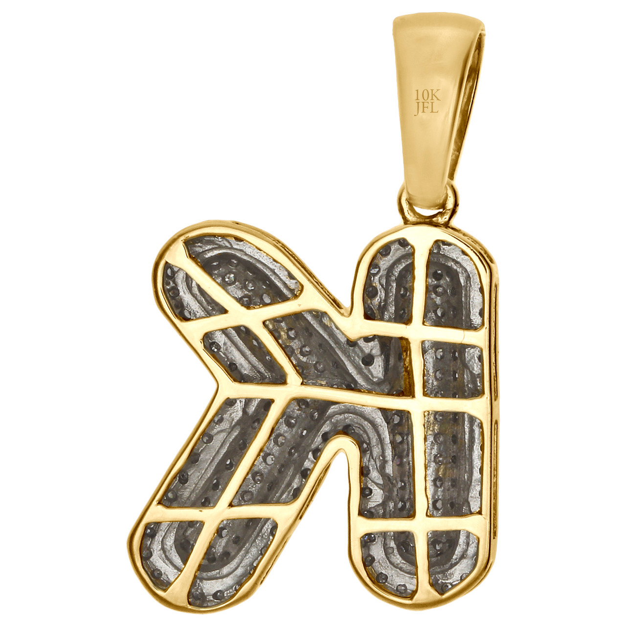 10K Yellow Gold Diamond Initial K Pendant 1.20" Mini Bubble Letter Charm  5/8 CT. - JFL Diamonds & Timepieces