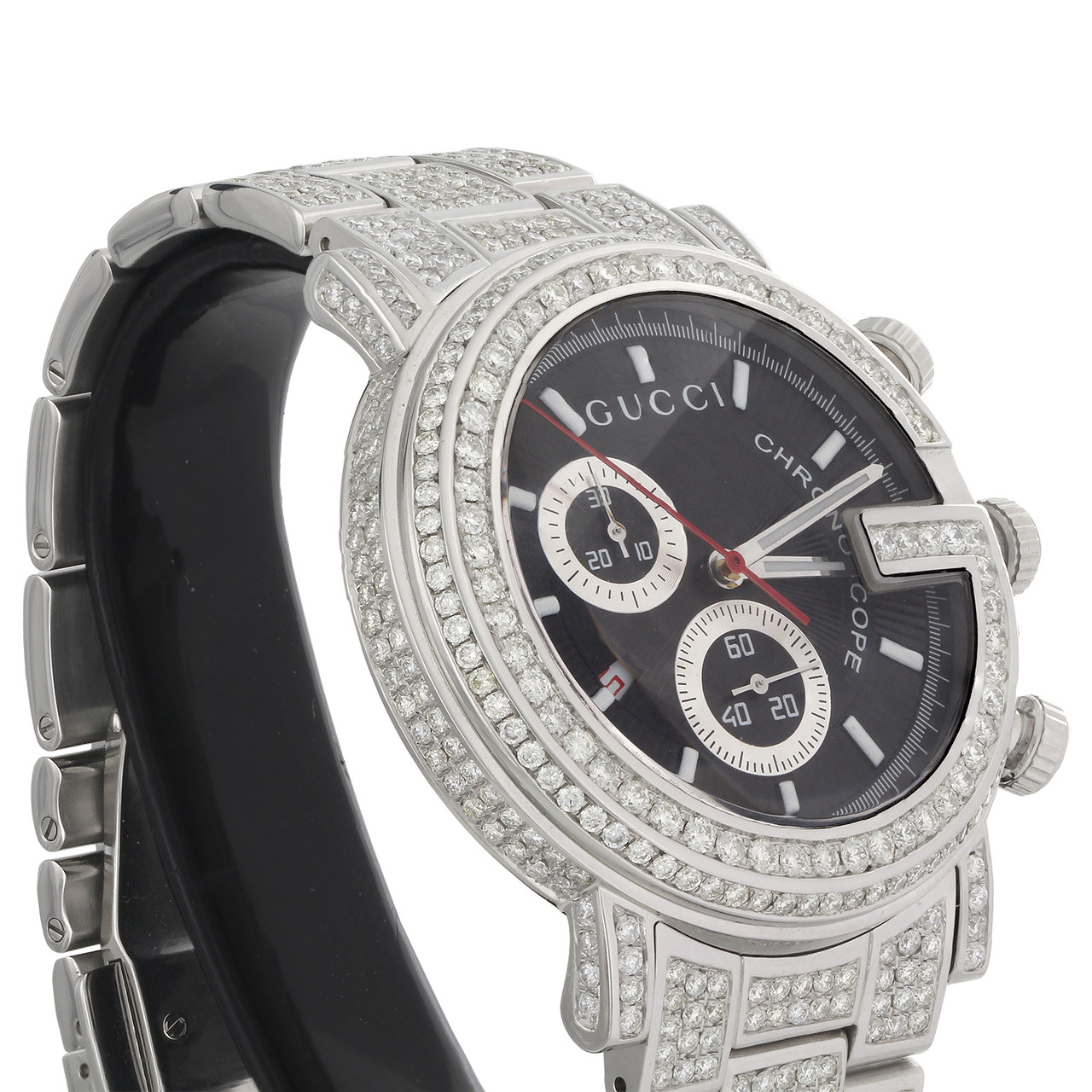 Mens Ya101309 Custom Diamond Gucci G-Watch Black Dial 44mm