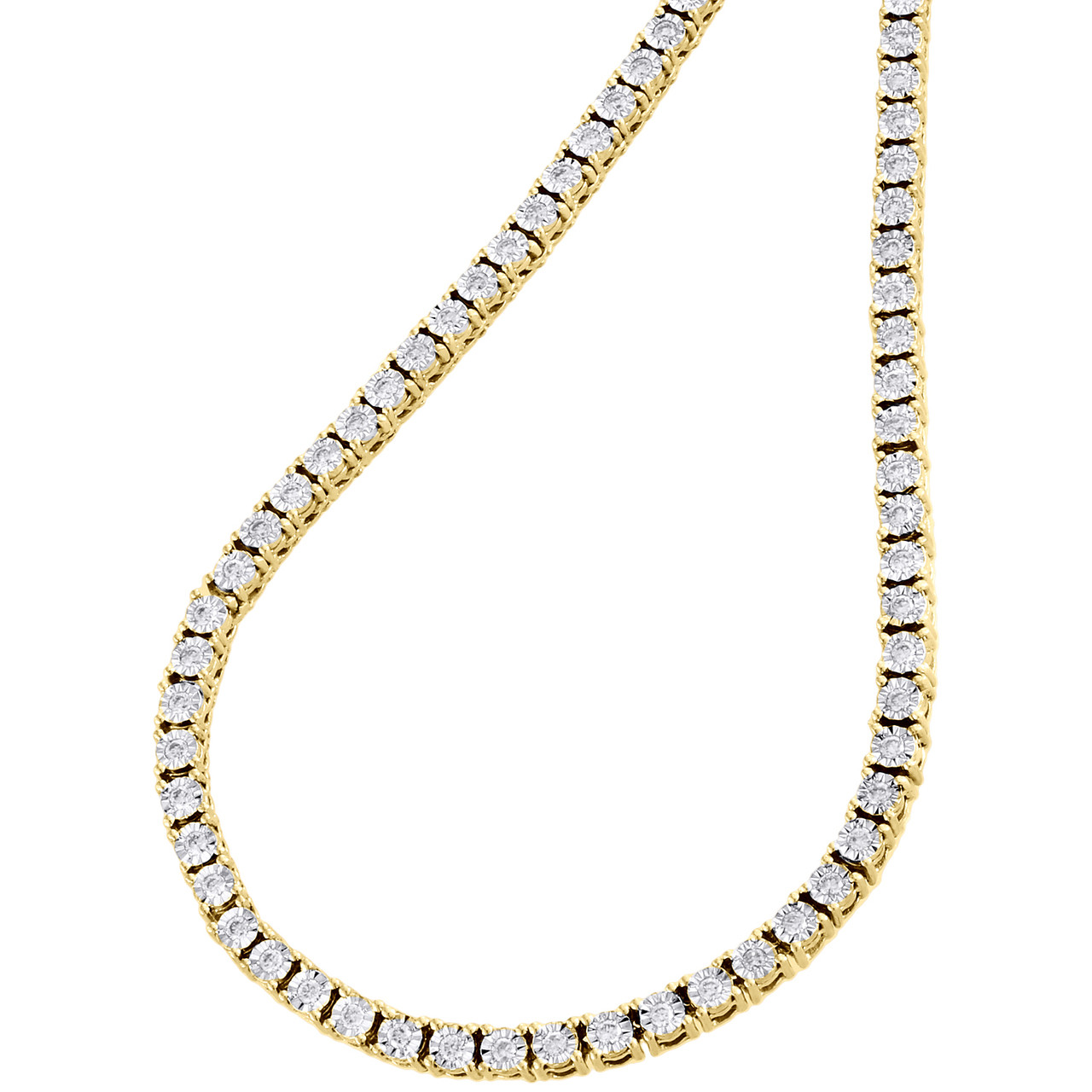 Mens 10K Yellow Gold 1 Row Necklace 