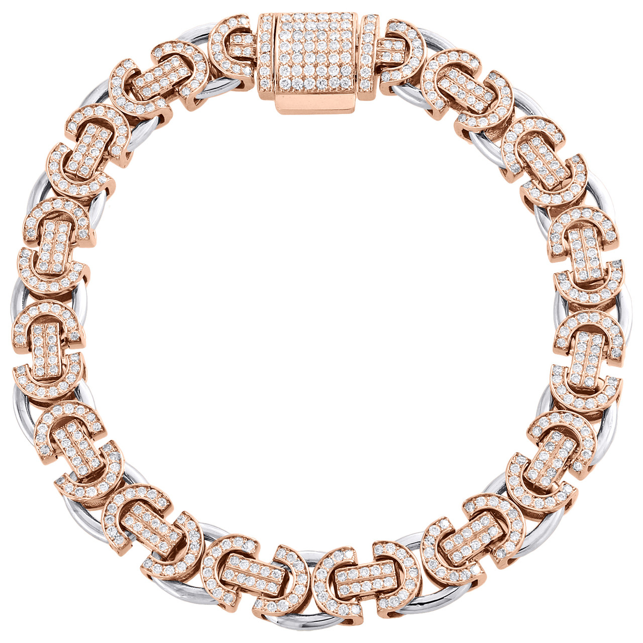 10K Rose / White Gold Diamond Byzantine 