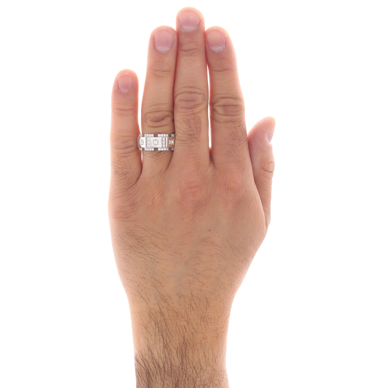 14k White Gold Mens Round Diamond Wedding Band 10mm Miracle Set Ring 0 65 Ct Jfl Diamonds Timepieces