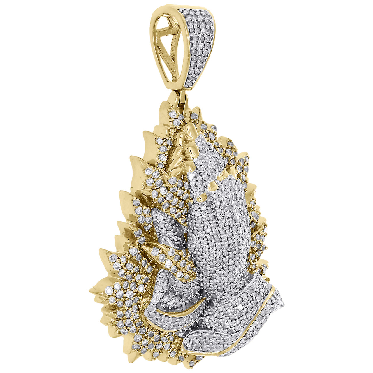 10K Yellow Gold Mens Diamond Praying 