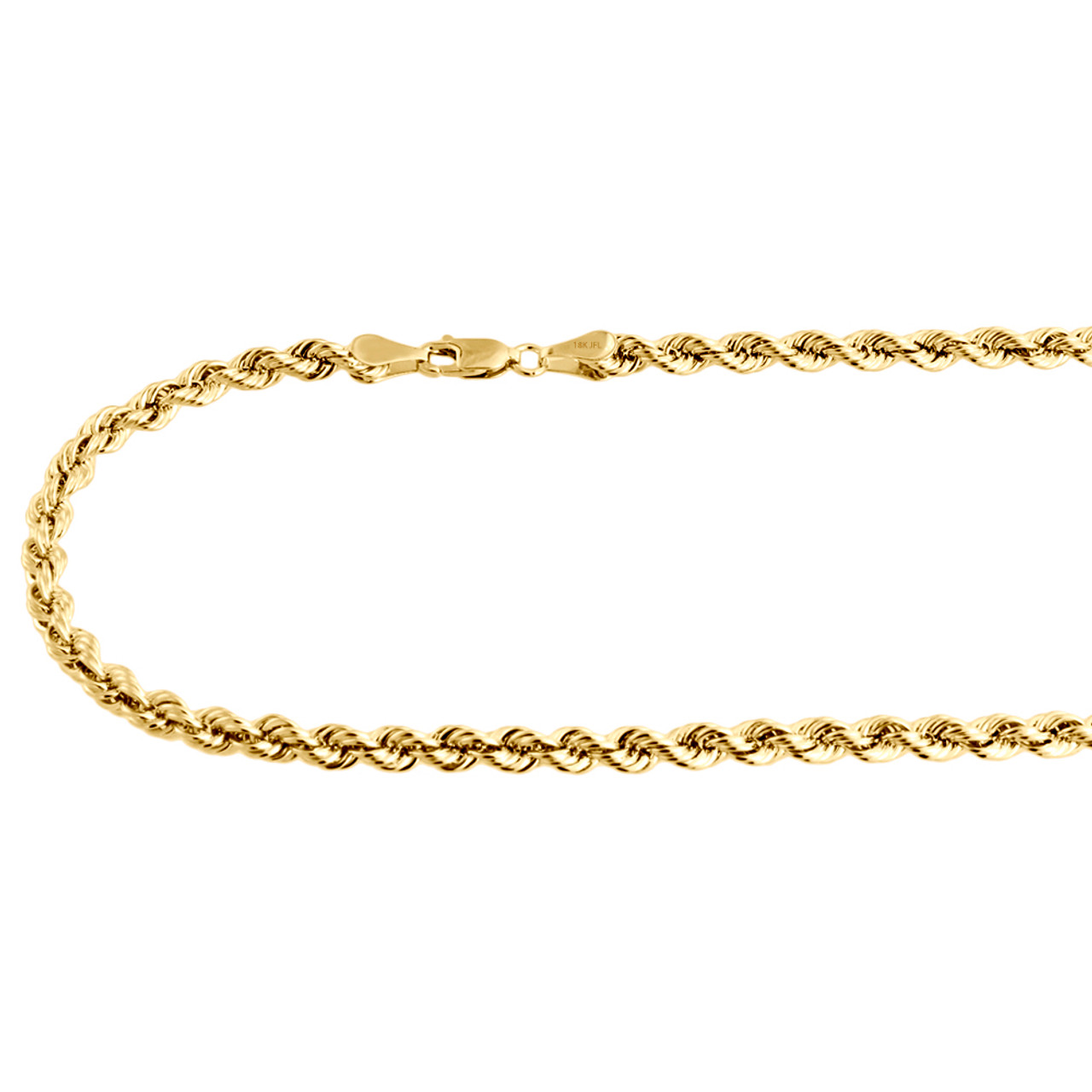18K Real Gold Plated Rope Chain, 4mm Twist Chain Necklace for Men Women 24 inch, Adult Unisex, Size: One Size