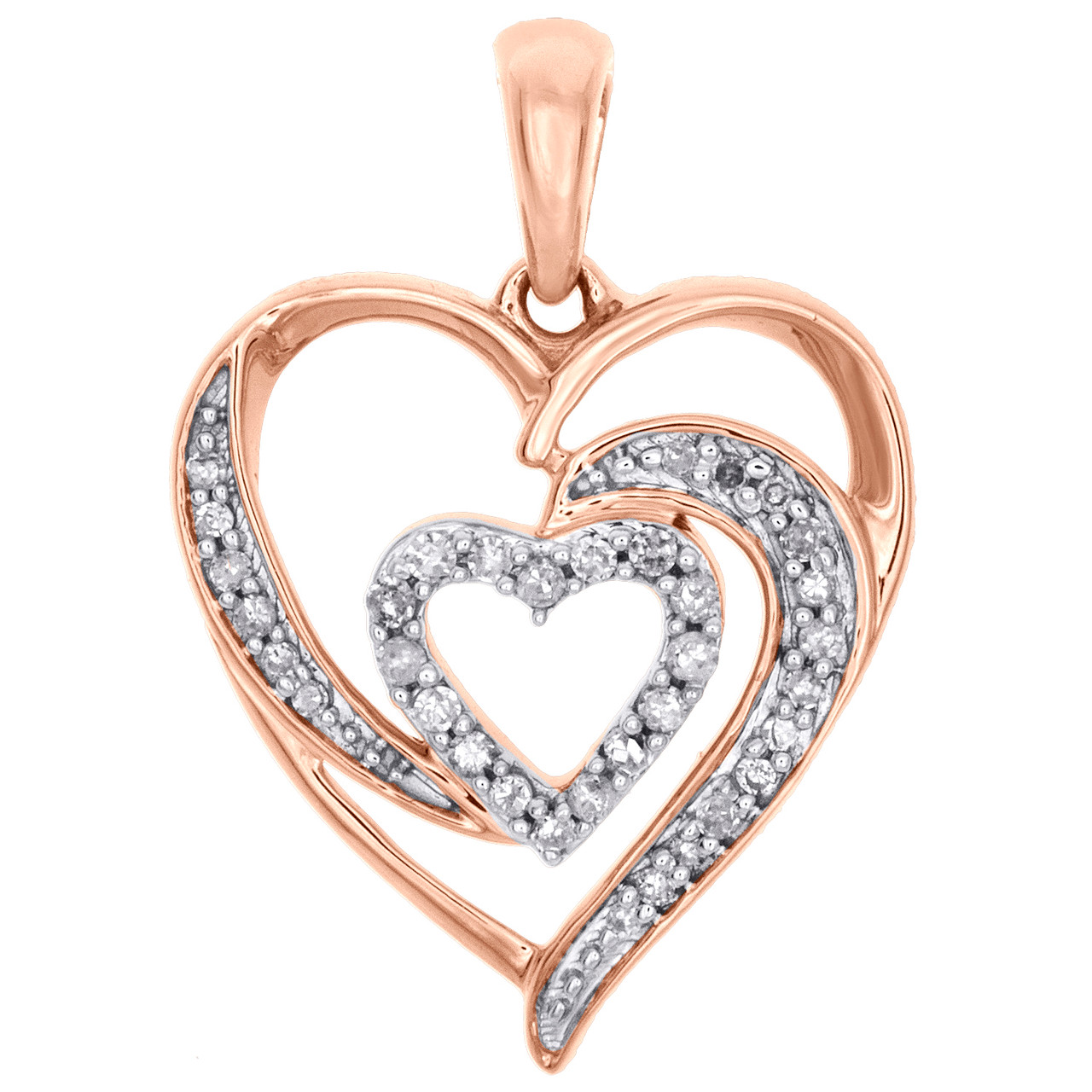 Moon & Back .01ct. t.w. Diamond 'Love U to the moon & back' Pendant in  Sterling Silver & 10K Rose Gold SSPEN304867 - Kesslers Diamonds