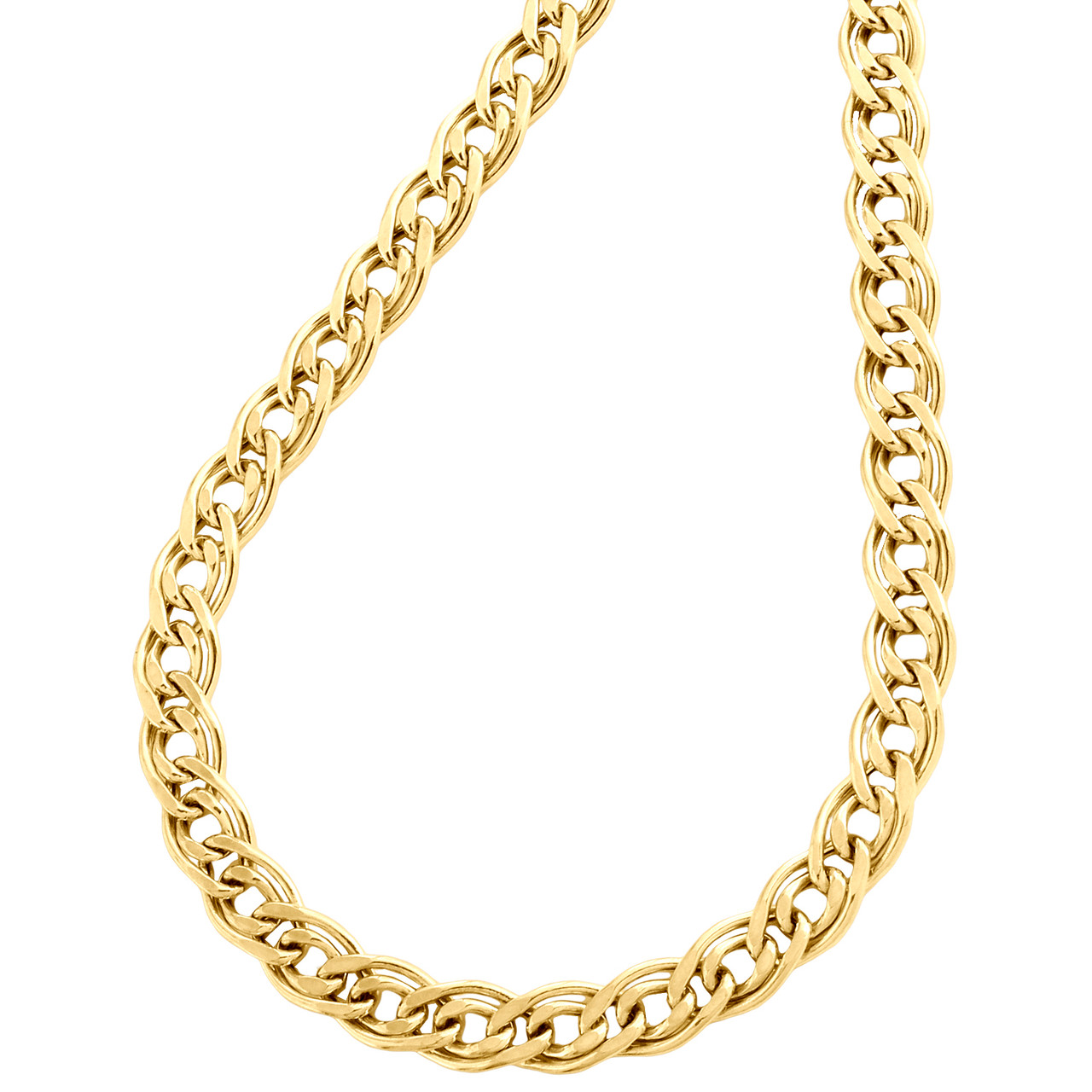 10K Yellow Gold 7mm Double Cuban Curb 