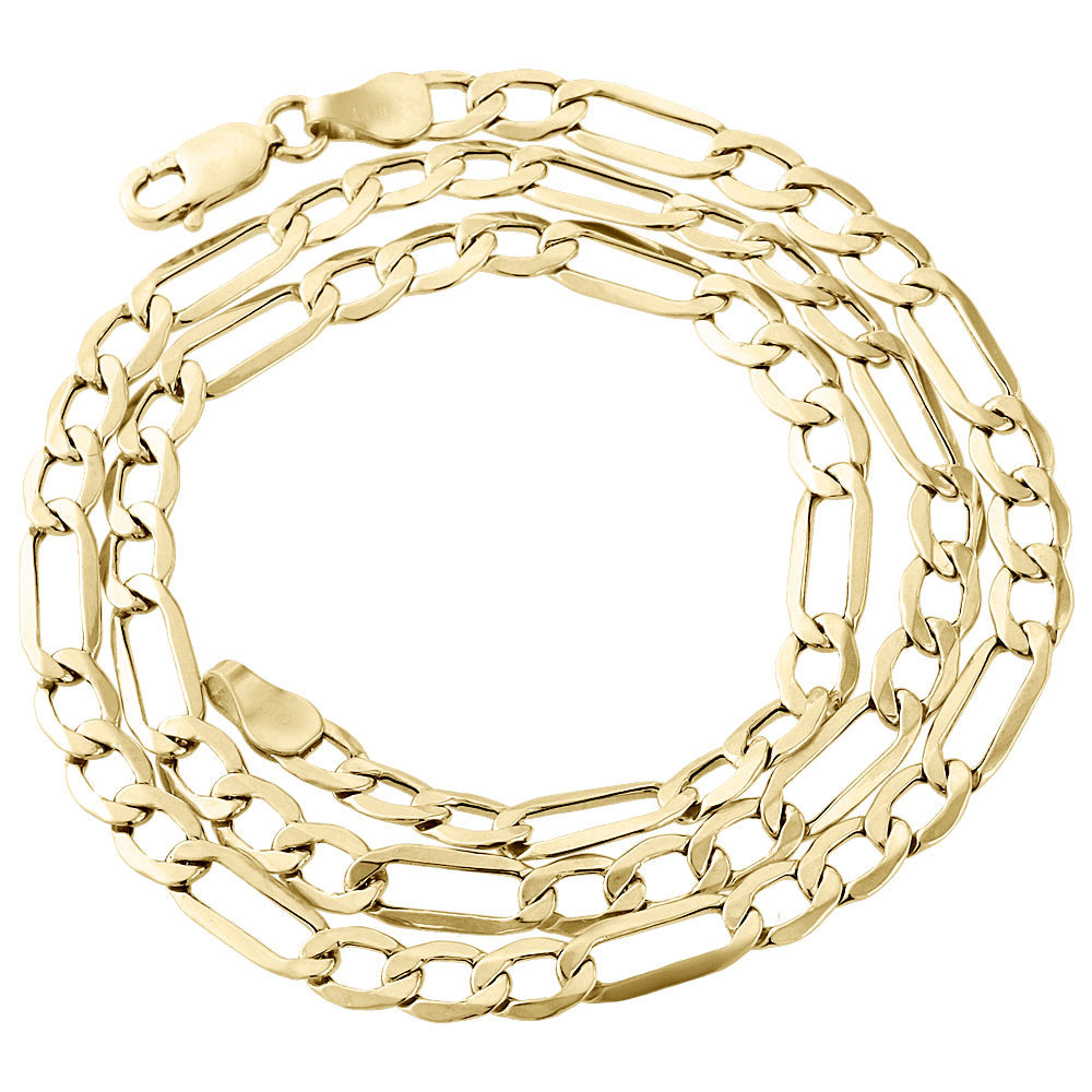 Real 10K Yellow Gold Solid Figaro Chain 