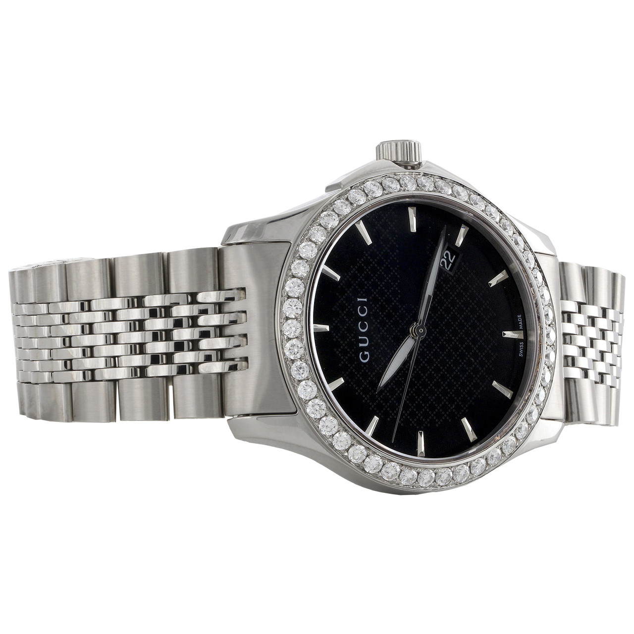 Gucci Ya126402 Diamond Watch Black Dial 