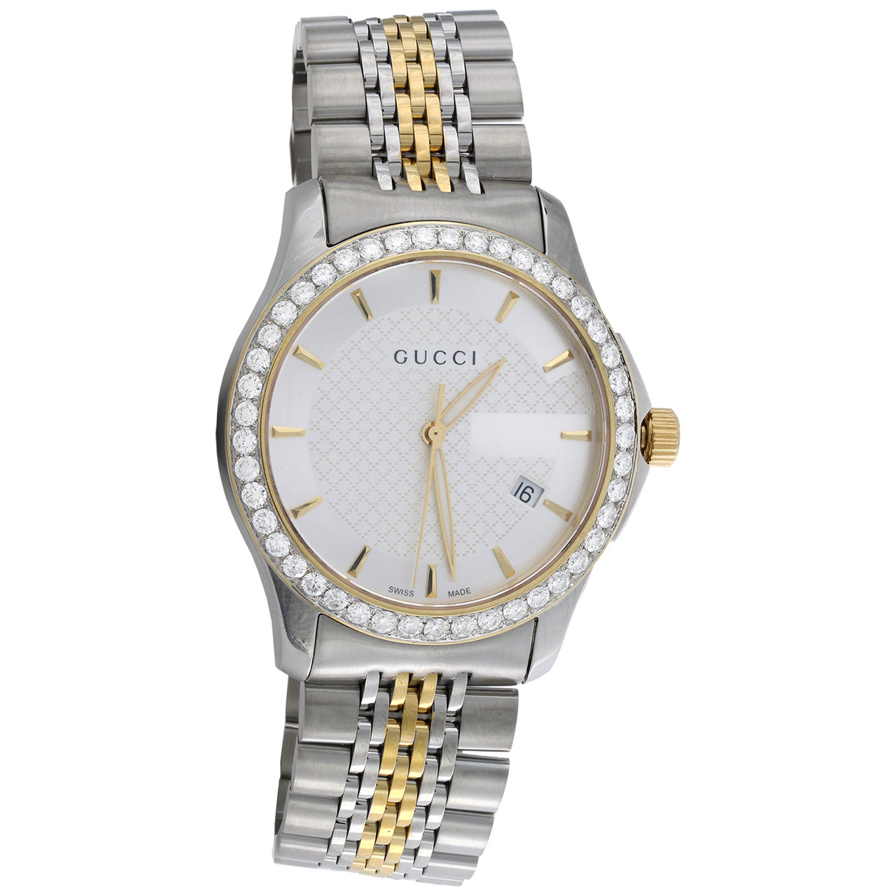 Gucci Ya126409 Diamond Watch G-Timeless 38mm Two Tone Yellow S