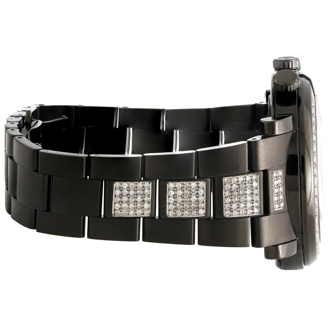 Diamond Gucci Watch Mens 101G Ya101331 Black PVD Chronograph Iced