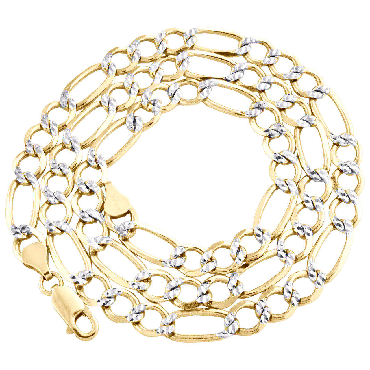 10k gold diamond cut figaro chain