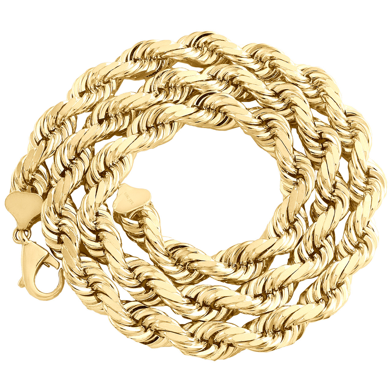 Real 10k Yellow Gold Rope Necklace 7mm Chain 18