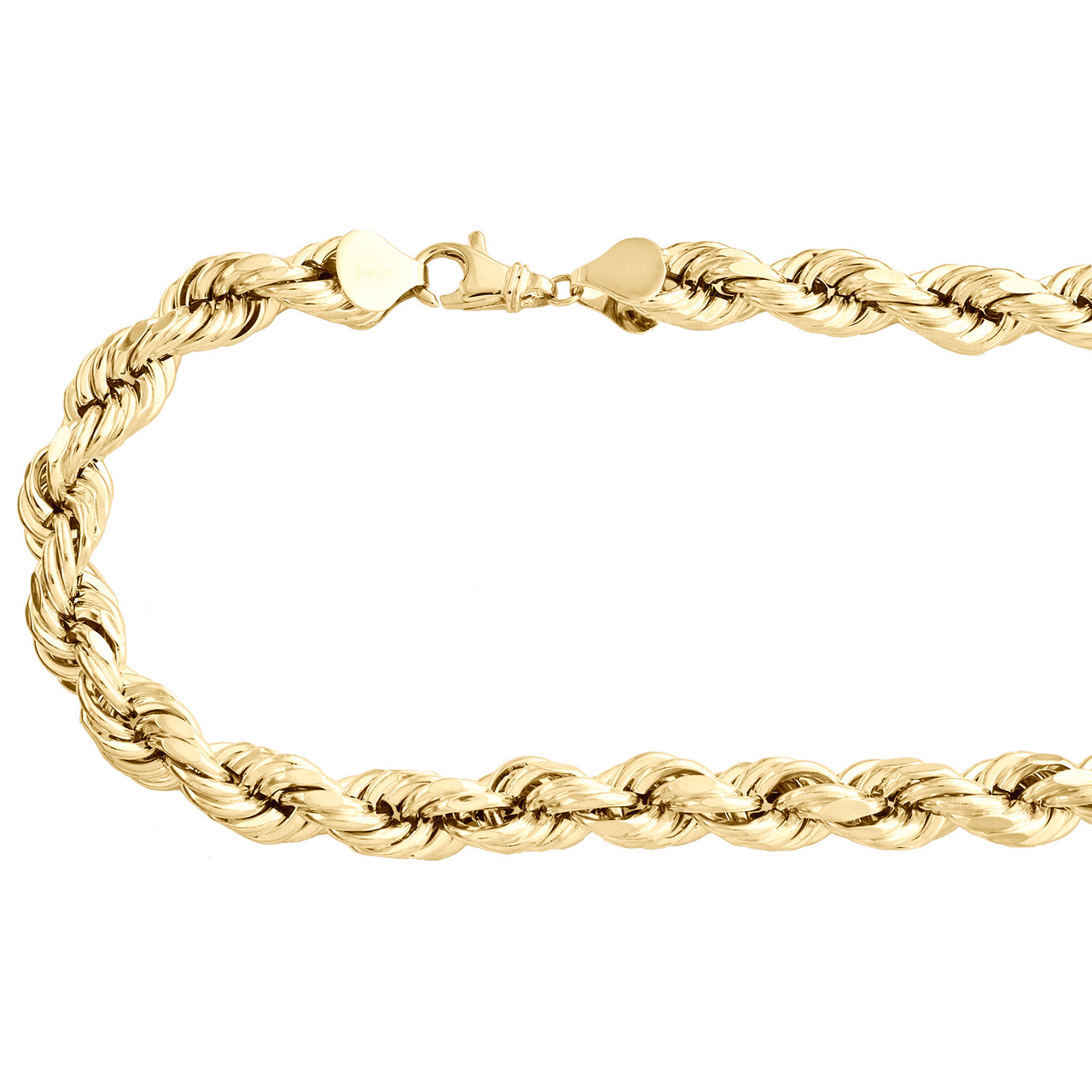 14K Yellow Gold 1mm-10mm Diamond Cut Rope Chain Necklace Bracelet 6"-  30" Hollow