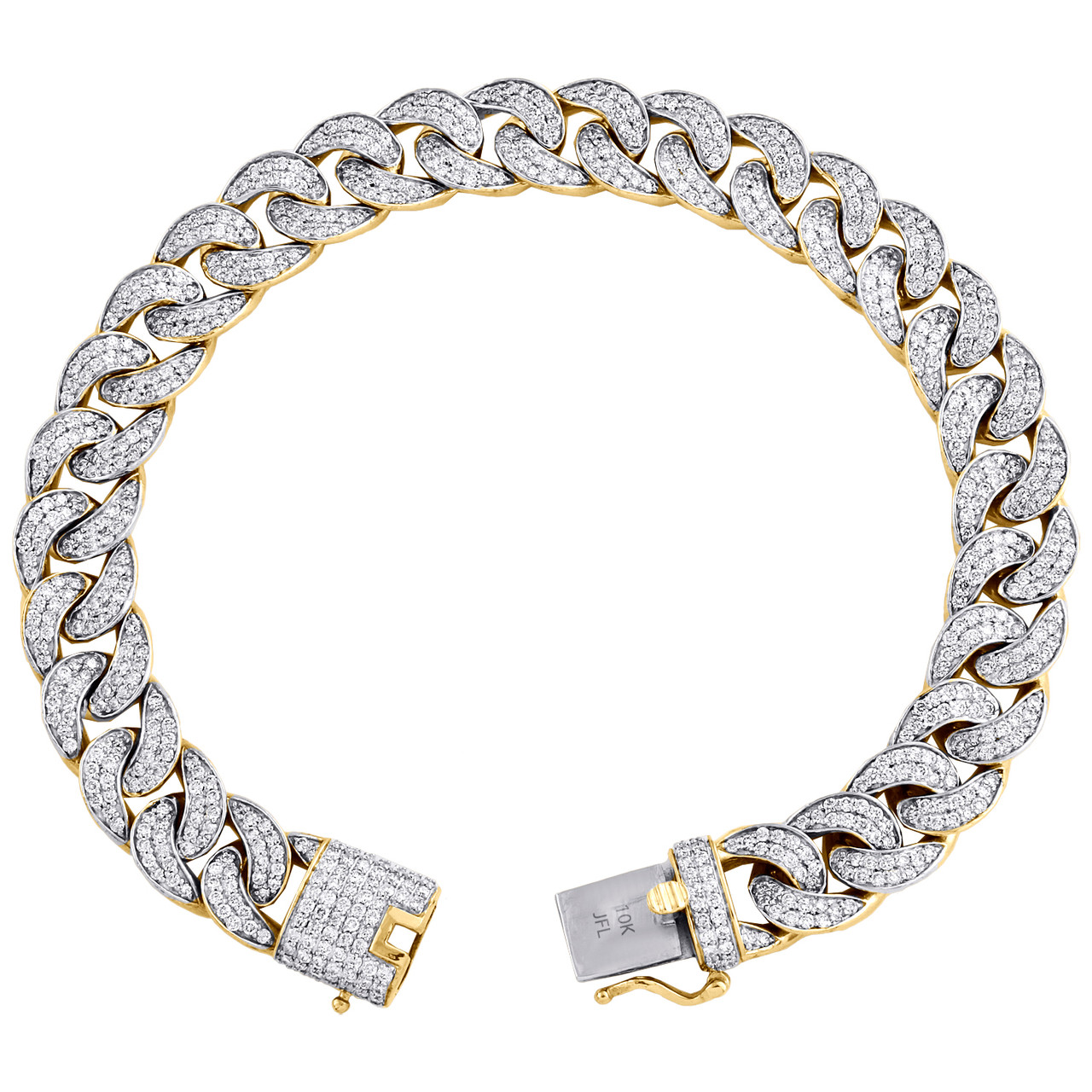 Semi-Solid Diamond Cuban Link Bracelet 1/2 ct tw Round Sterling Silver 8.5