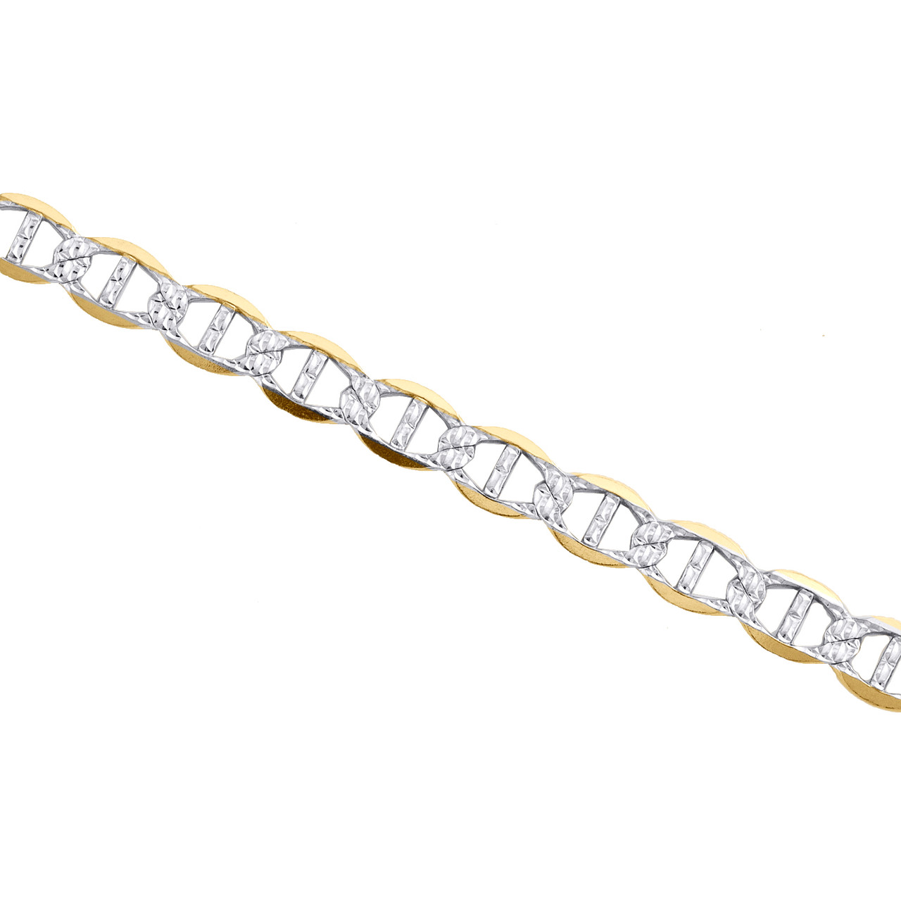 10K Yellow Gold 6mm Diamond Cut Solid Anchor Mariner Link Bracelet