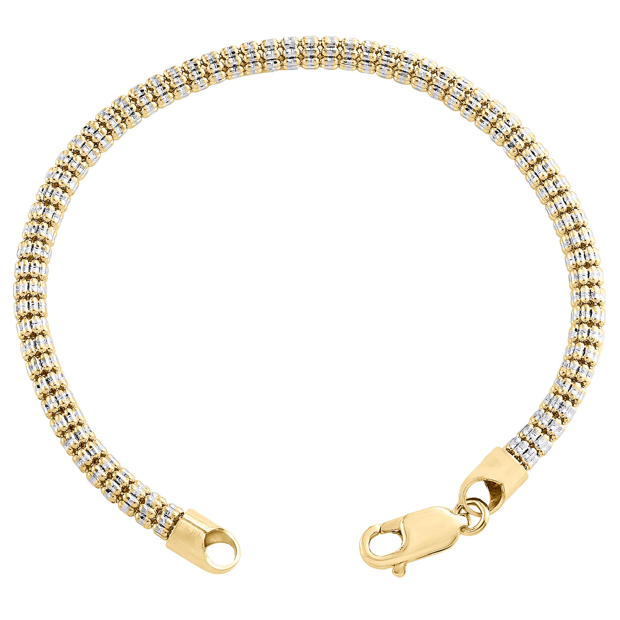 14 Karat Yellow Gold Heart Link Diamond Bracelet — DeWitt's