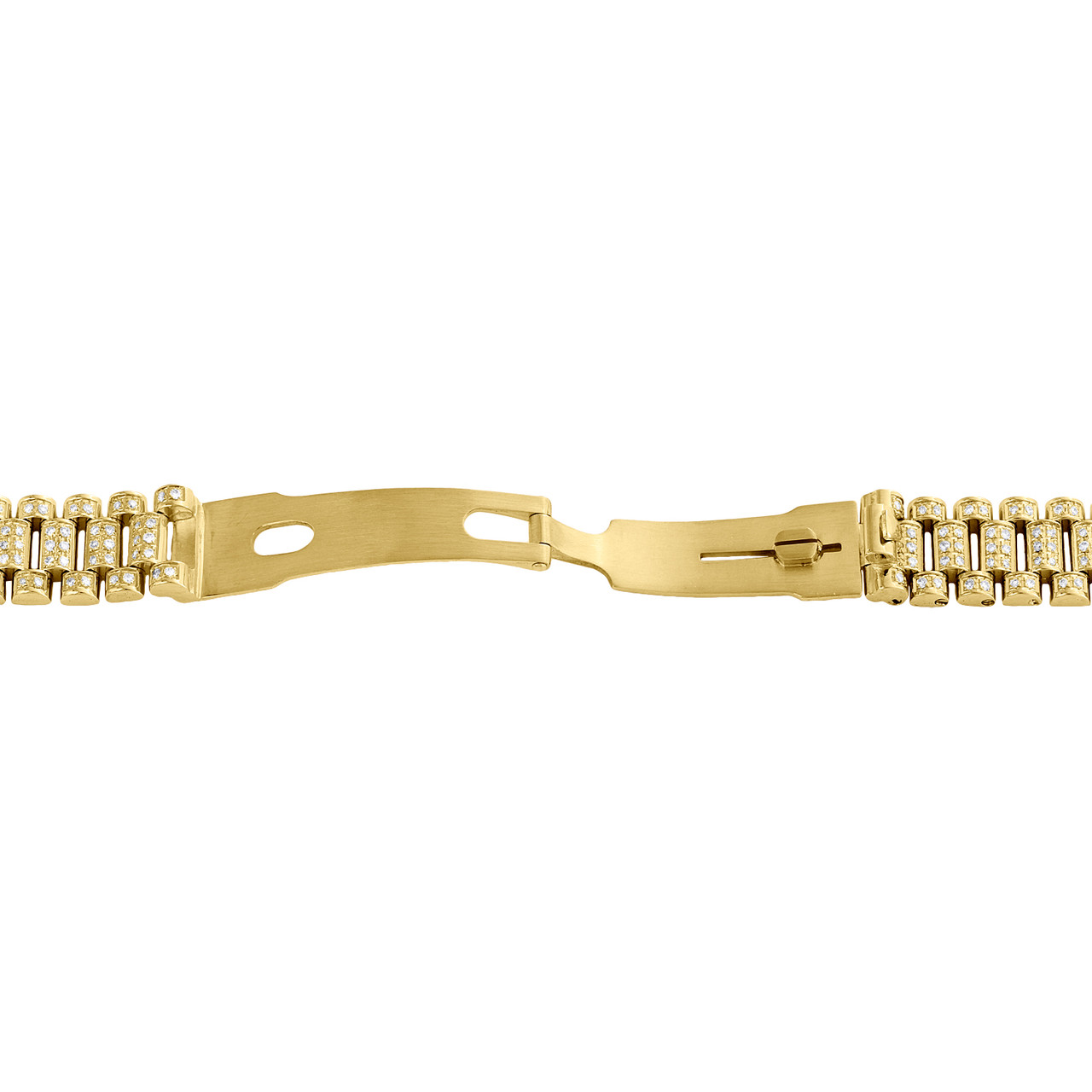 Ladies 18K Yellow Gold Diamond Watch Band for Rolex DateJust President