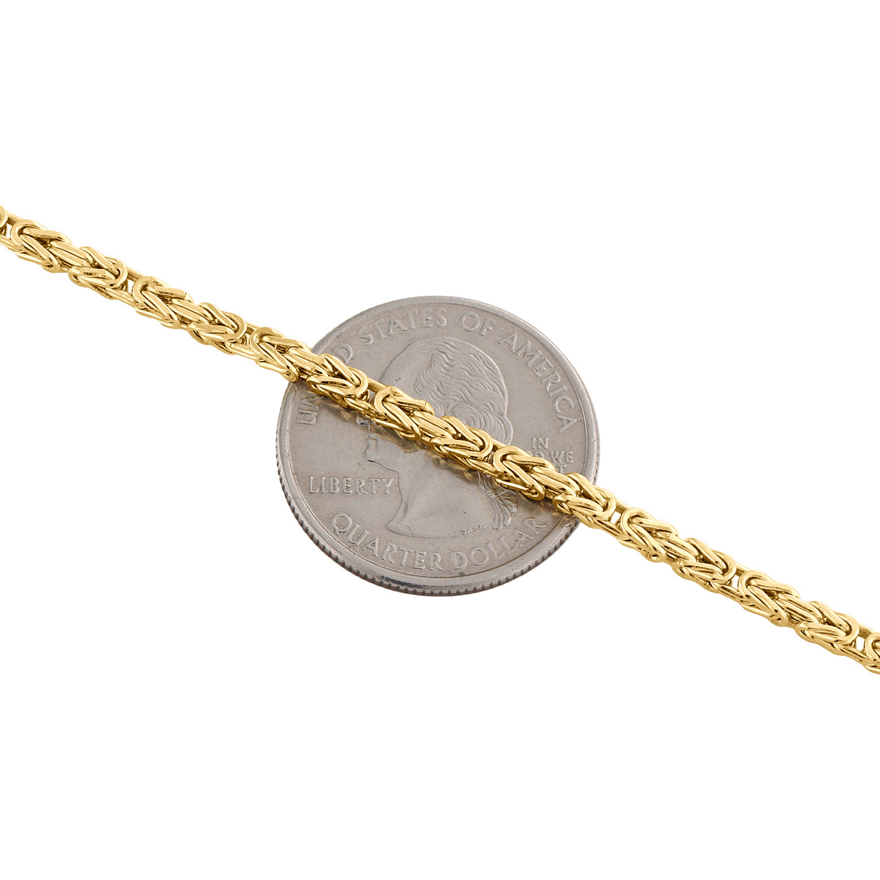 10K Yellow Gold 2.50mm Plain Hollow Byzantine Box Link Chain
