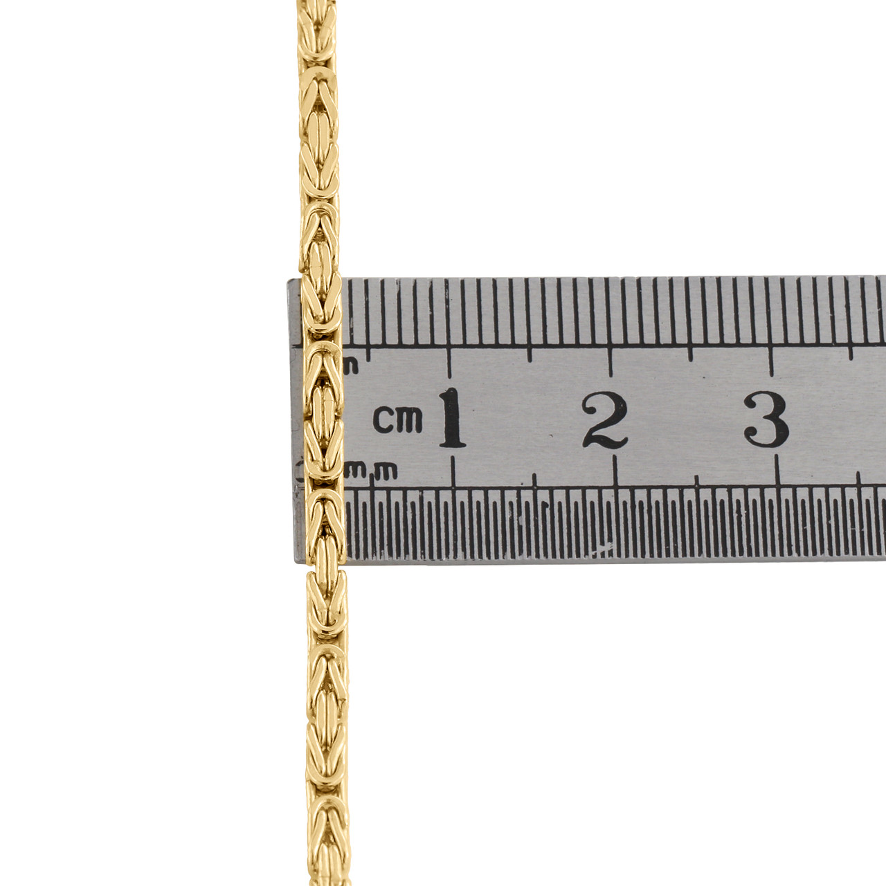 10K Yellow Gold 2.50mm Plain Hollow Byzantine Box Link Chain