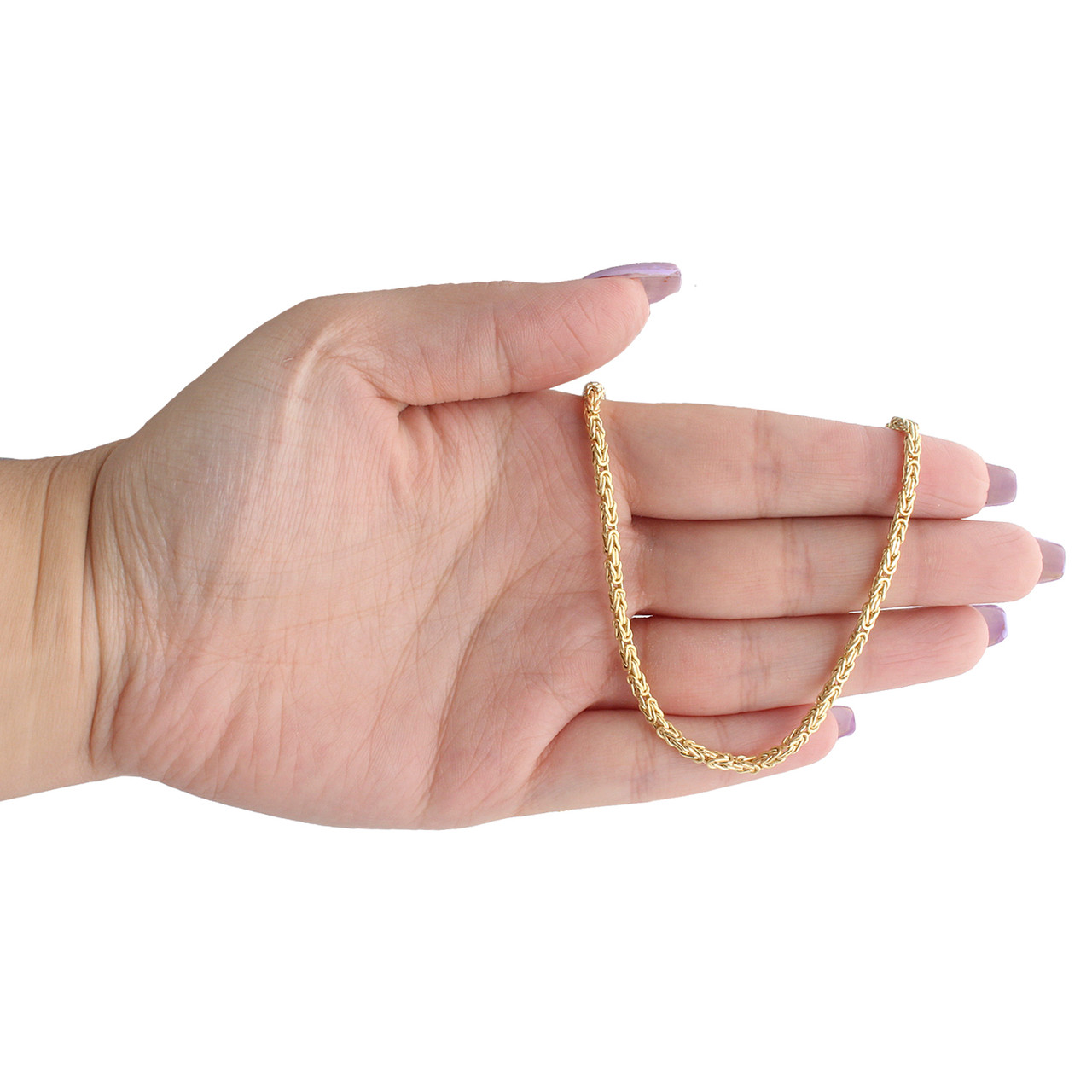 10K Yellow Gold 2.50mm Plain Hollow Byzantine Box Link Chain