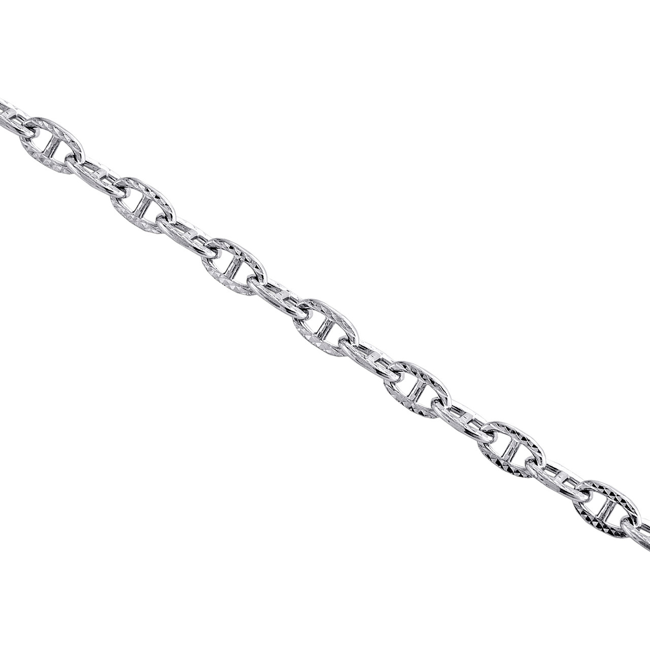 18K White Gold 3.25mm Solid Twist Puff Anchor Link Chain Necklace 20 - 22  Inch