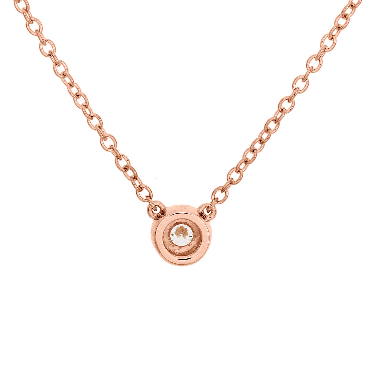 14K White Gold Ladies Love Charm Necklace .45 Ct Rose Gold