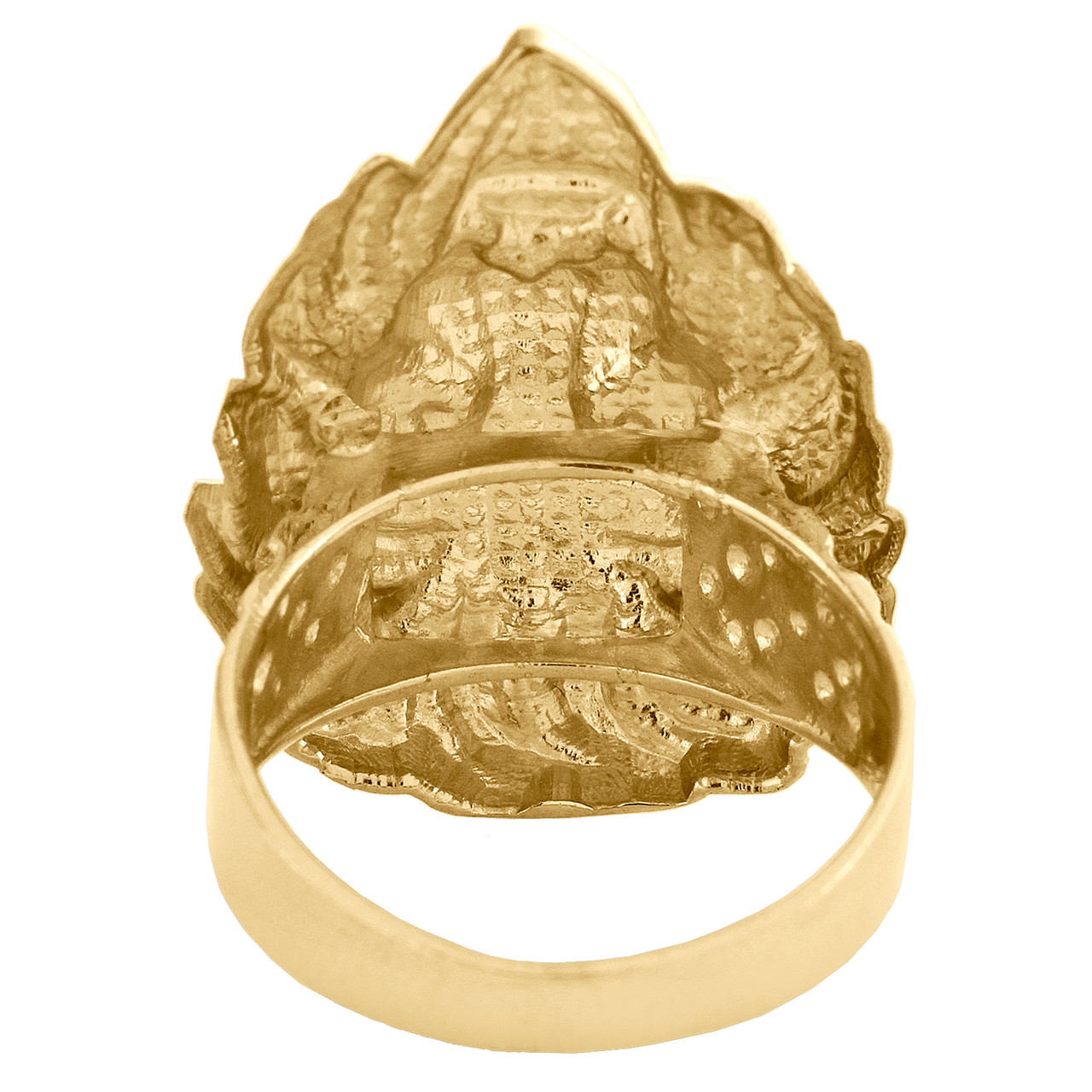 Genuine 10K Yellow Gold Lion King Head Face Statement Pinky Ring