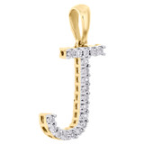 10K Yellow Gold Diamond Initial J Block Letter Pendant 1.1