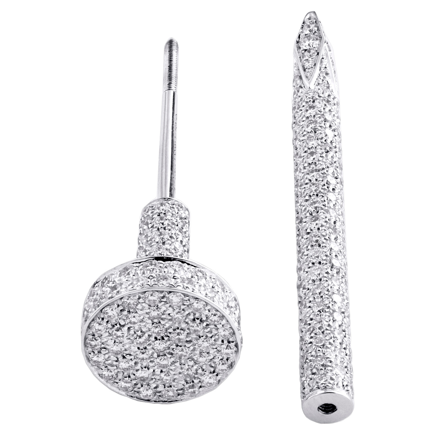 18K White Gold Genuine Diamond Mens Accessory 67mm x 12mm Tie / Lapel