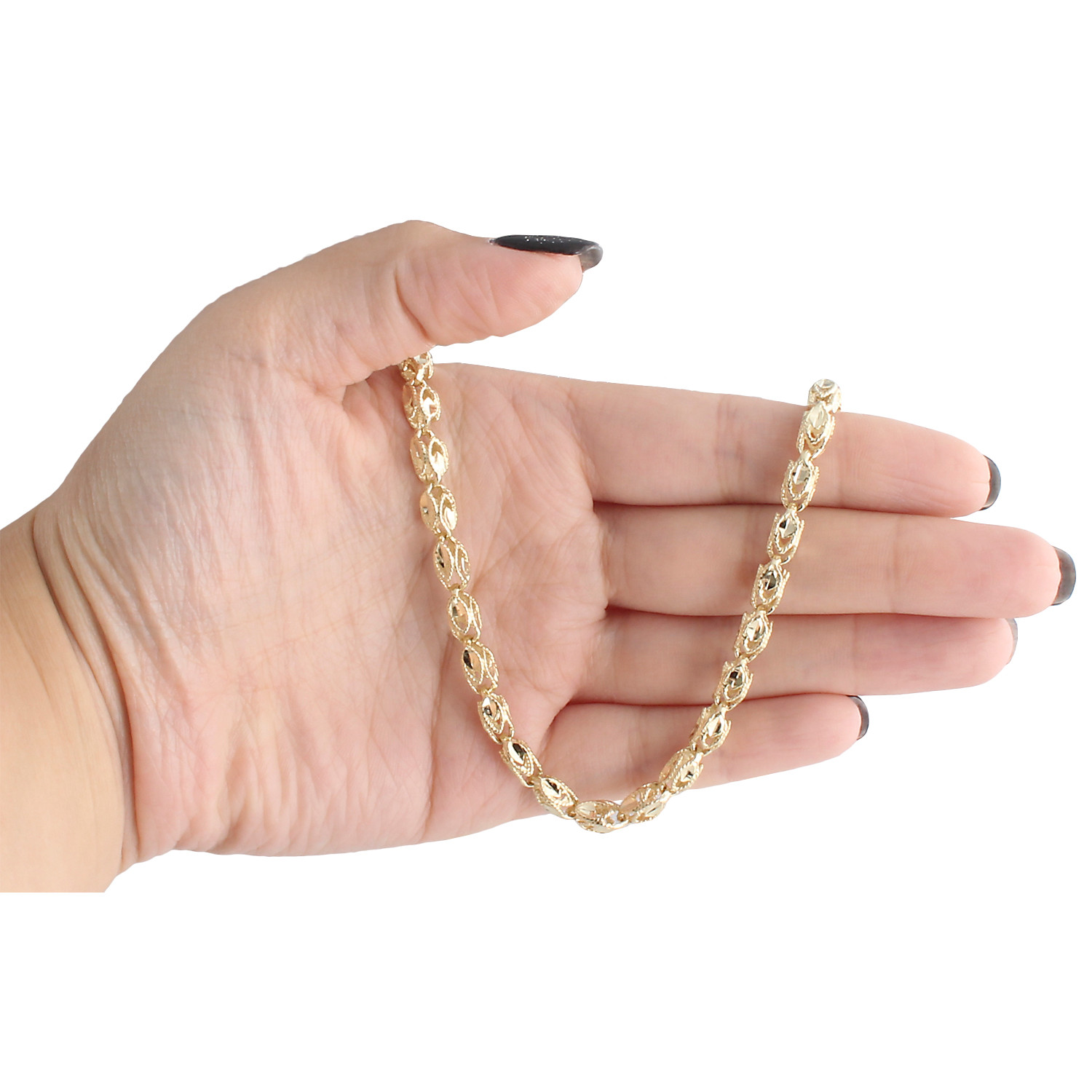 10K Yellow Gold 3D Turkish Rope Fancy Link 5.50mm Chain Statement